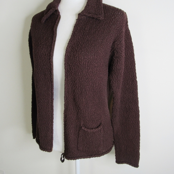 VTG 80's DAVID BROOKS Hand Knitted Brown  Cardigan - Picture 3 of 6
